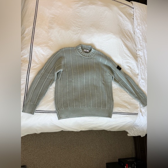STONE ISLAND PURE WOOL REVERSE STITCH KNIT CREWNECK IN SAGE - Picture 11 of 16
